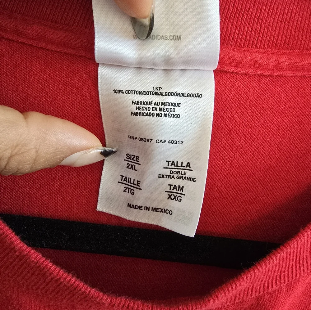 Y2K‎ Vintage Adidas Red Spray Paint Logo Oversized Tee Men's Size 2XL